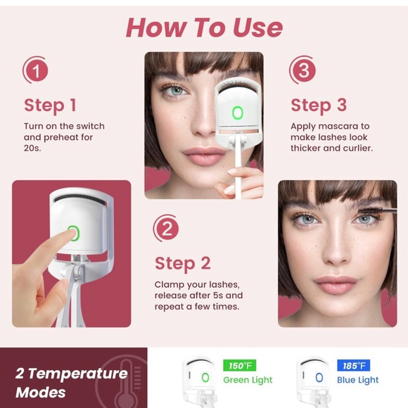 Rechargeable Heated Eyelash Curler & Electric Eyebrow Trimmer Beauty Kit New - Picture 5 of 11